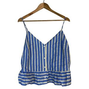 NWT The Good Jane Striped Peplum Cami Top Blue Yellow Summer Button Front SizeXL